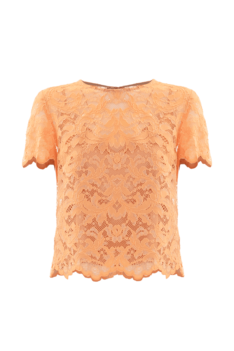 Rebrodé lace T-shirt with ties - T-shirt FLOR