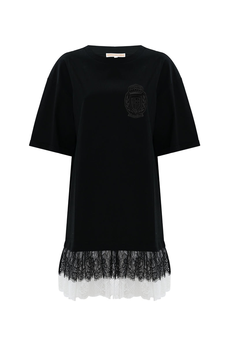 Cotton dress with two-tone lace - Dress CURUURA