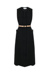 Midi dress with a contrasting belt and buttons - Dress PALLADIO