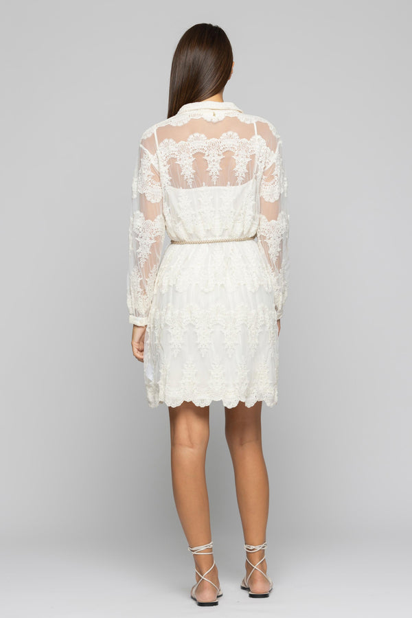Lined floral lace dress - Dress DIAMANTIS