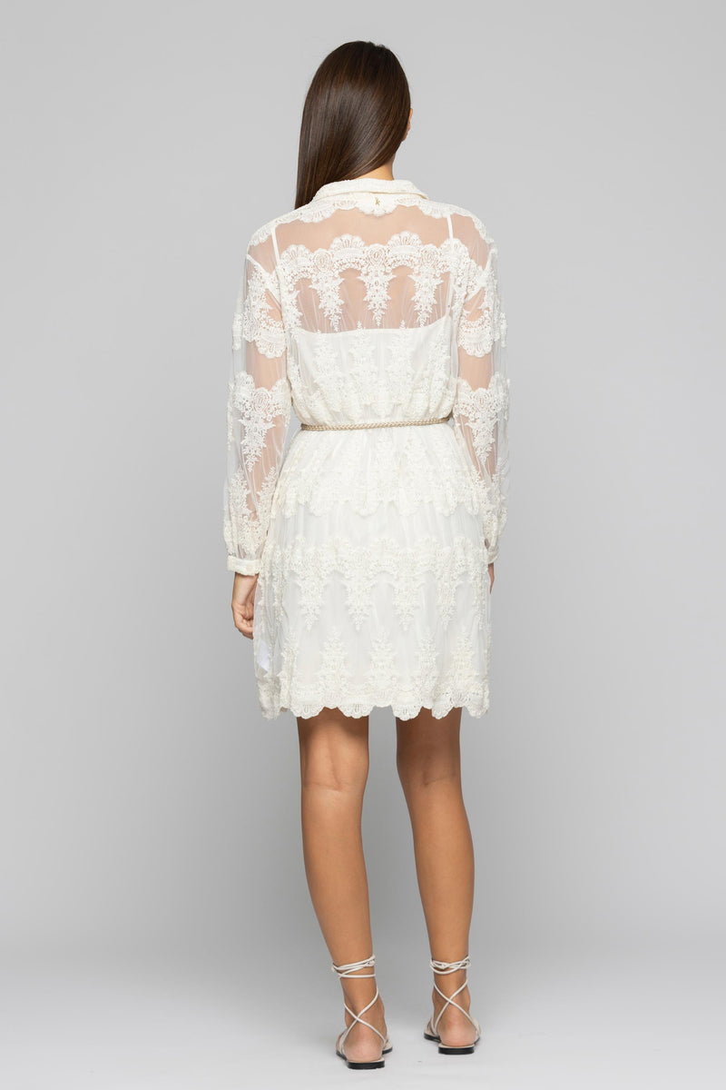 Lined floral lace dress - Dress DIAMANTIS
