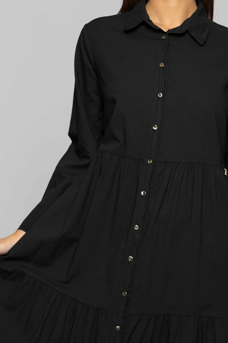 Flounced cotton shirt dress - Dress DEVIN