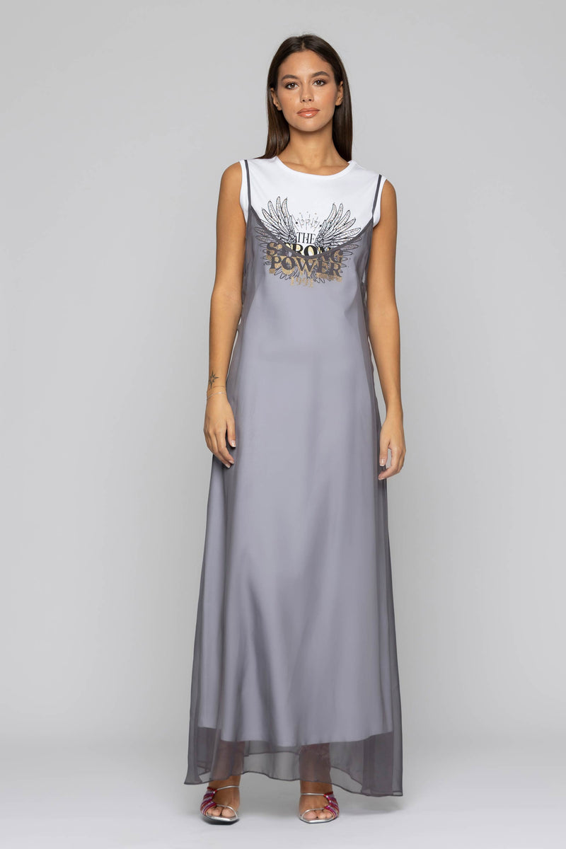 Long printed layered dress - Dress DAPHNE