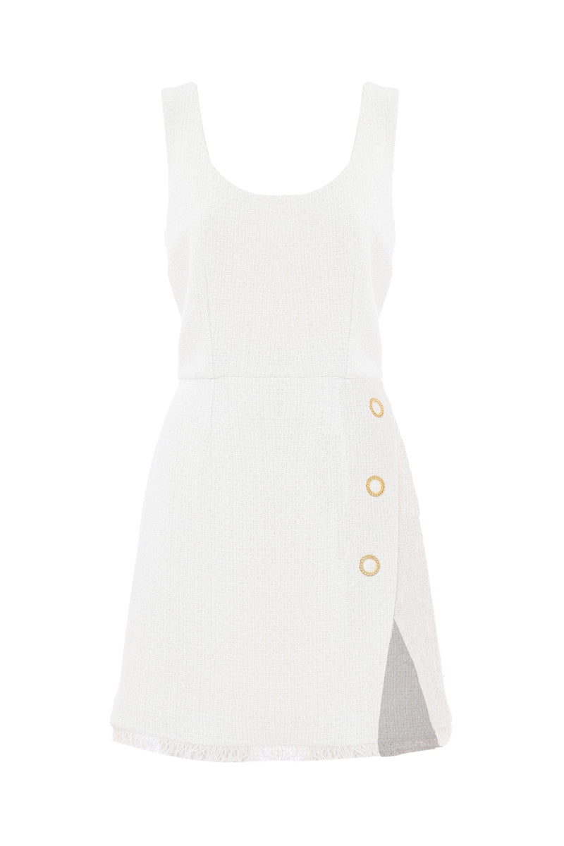 Mini dress with a slit and jewelled buttons - Dress ISVARA