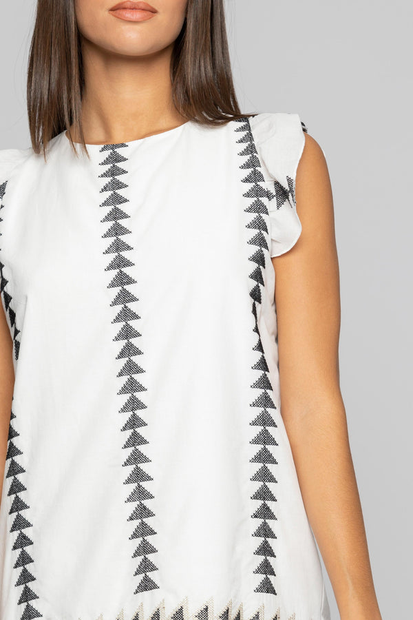 Vestido corto de algodón con estampado geométrico - Vestido BETTINA