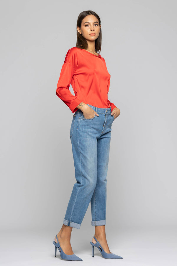 Blusa de manga larga con escote redondo - Blusa KIFEAN