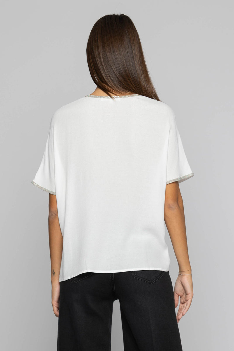 Short-sleeved blouse with shiny details - Blouse DRULTOK