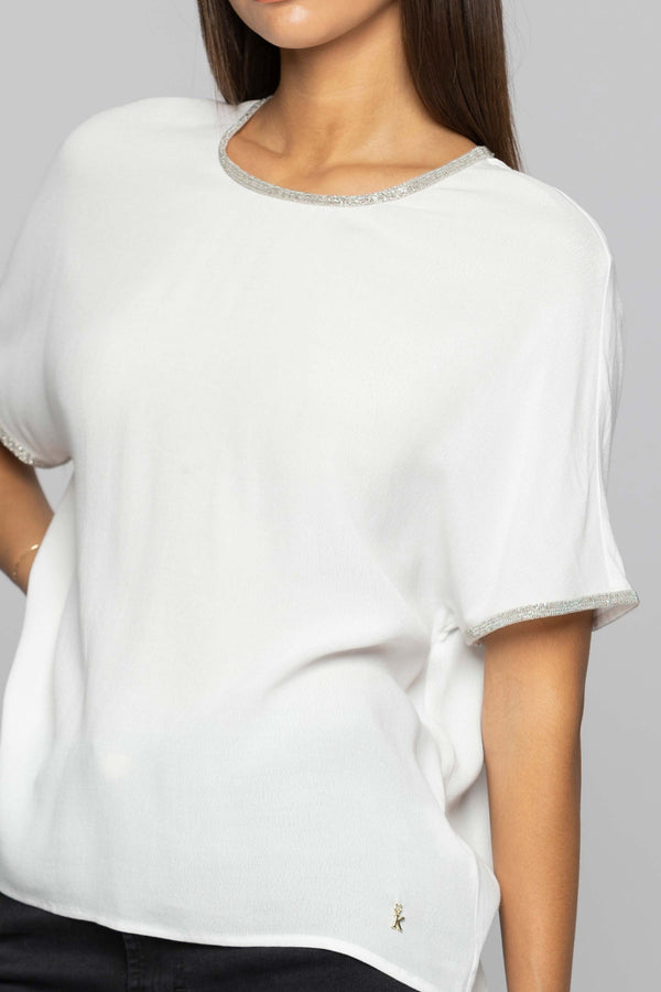 Short-sleeved blouse with shiny details - Blouse DRULTOK