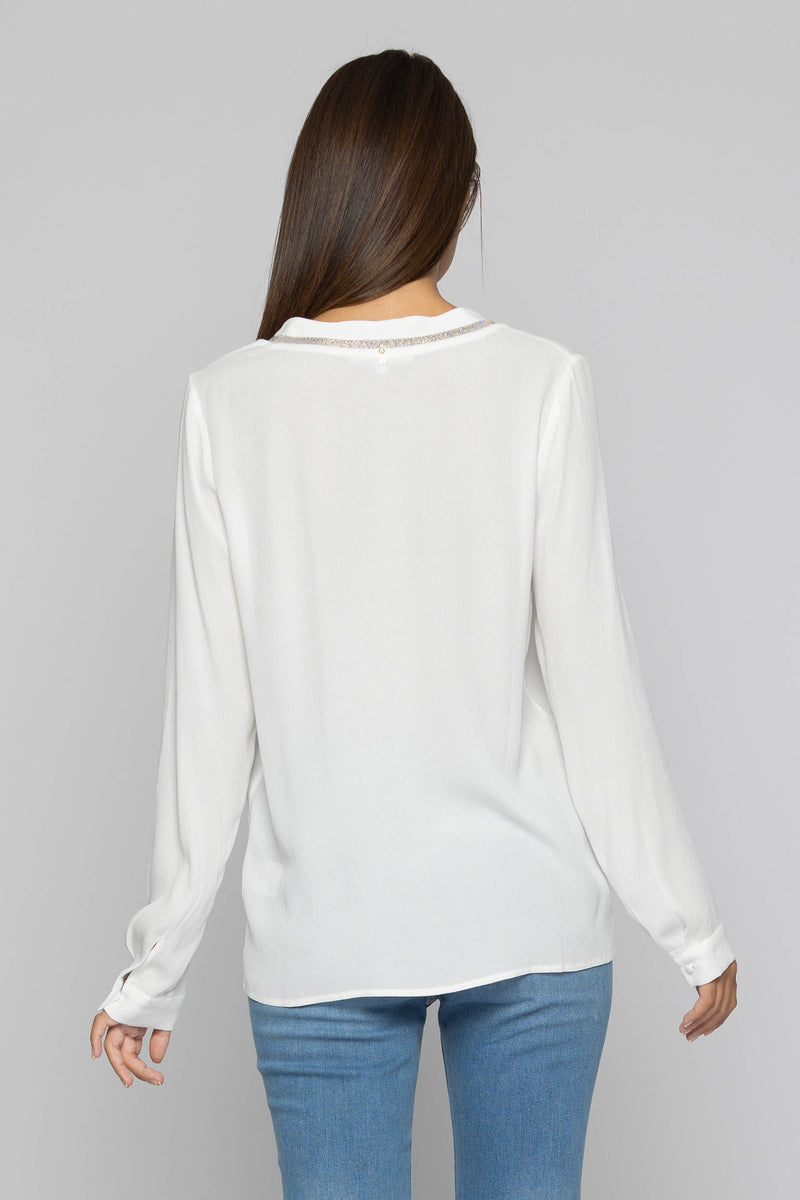 V-neck blouse with shiny details - Blouse DYRERR
