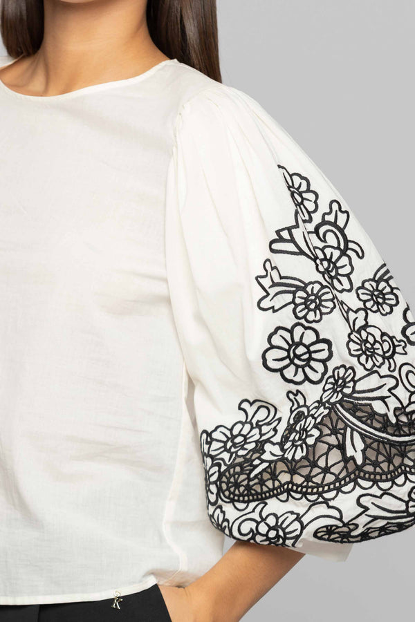 Elegant blouse with floral embroidery - Blouse EBERHARD