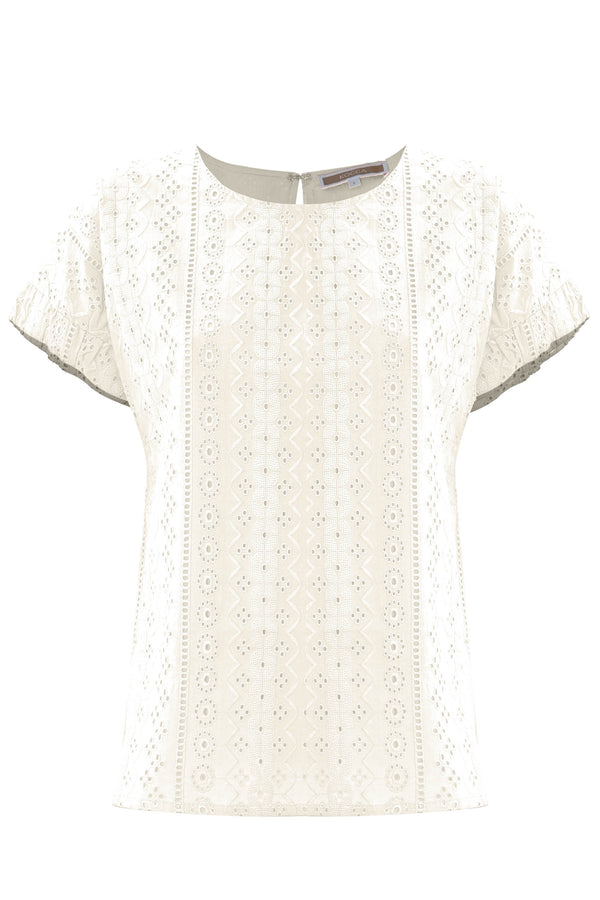 Cotton blouse in sangallo lace - Blouse MAURICIA
