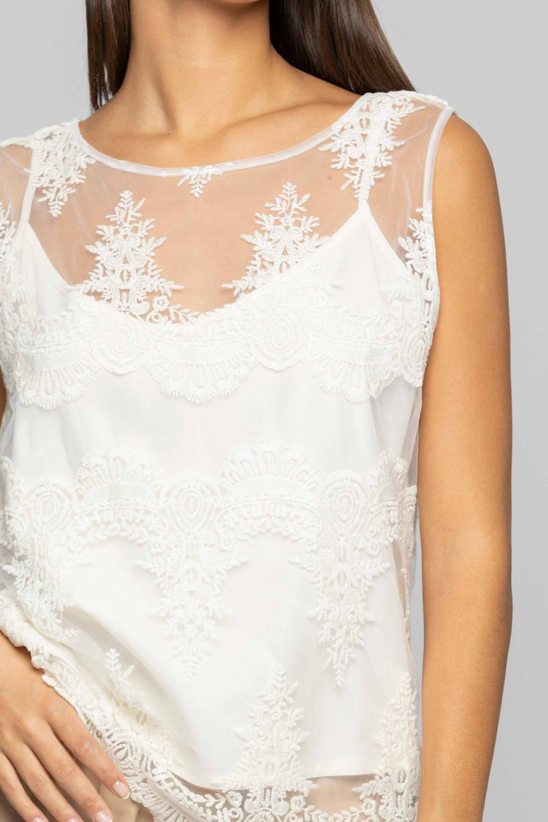 Feminine blouse with transparent lace details - Blouse HAMAR