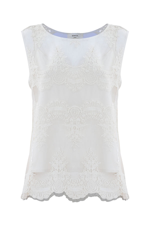 Feminine blouse with transparent lace details - Blouse HAMAR