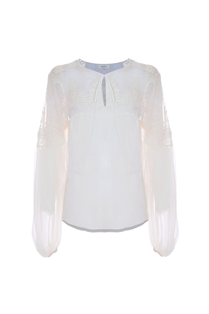 Elegant blouse with flared sleeves and ties - Blouse CALEPODIO