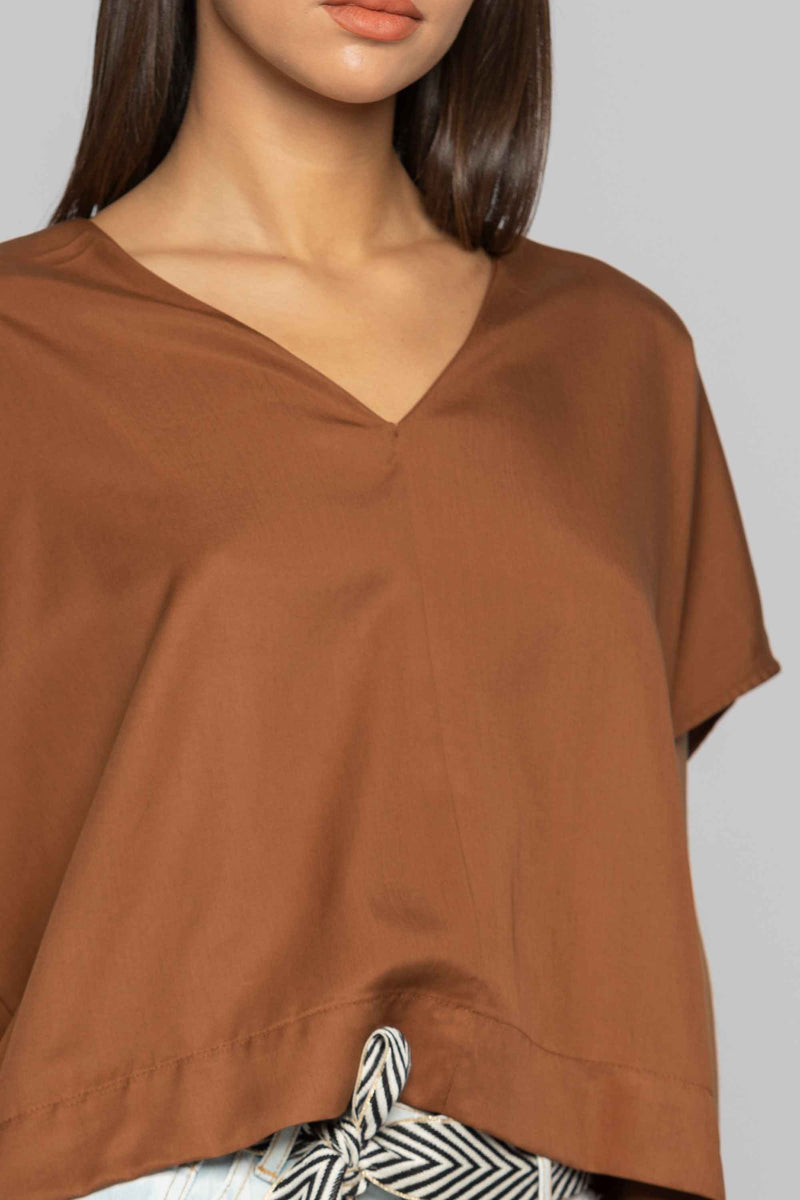Short-sleeved V-neck blouse - Blouse ZAKY