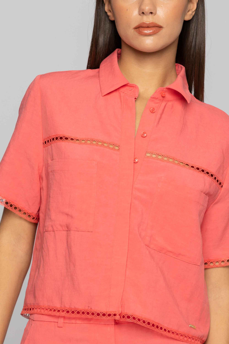Shirt with a concealed button placket and decorative inserts - Shirt CHAQUI