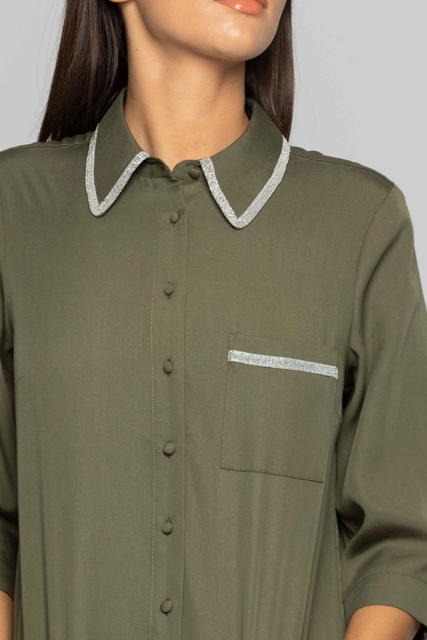 Shirt with covered buttons and shiny details - Shirt TOKNAWA