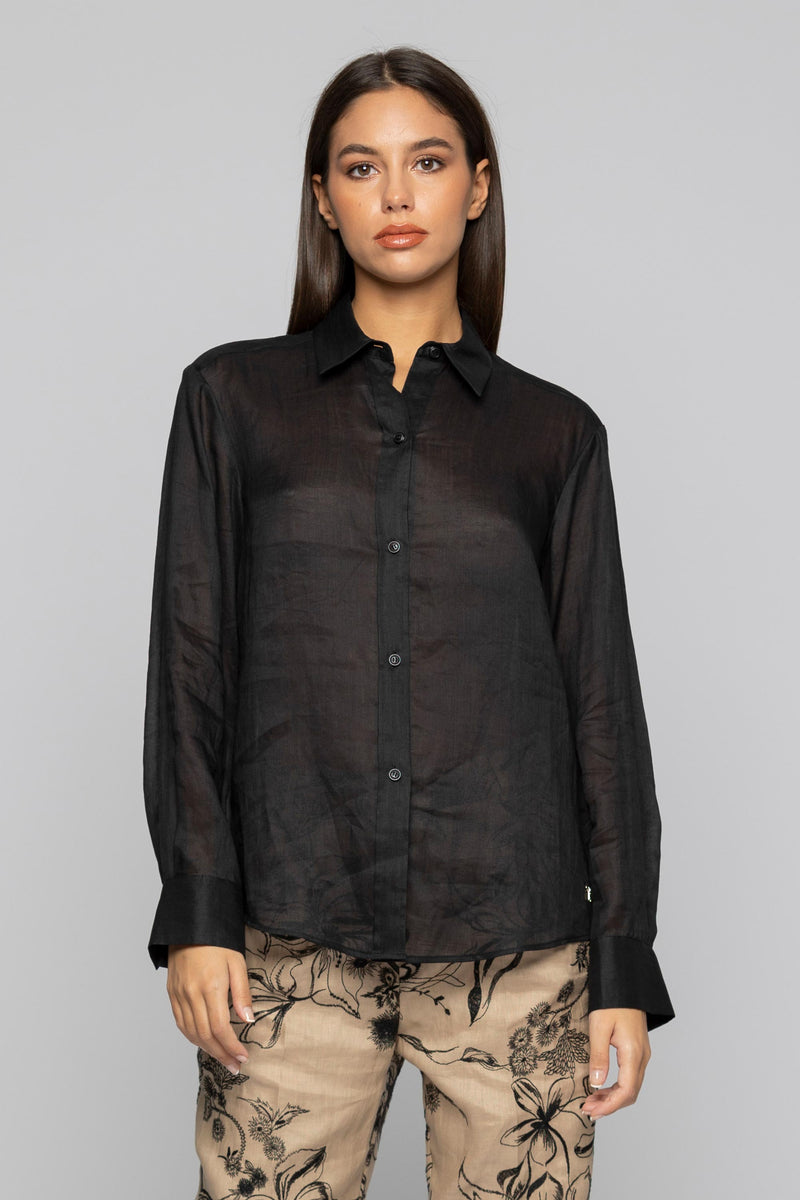 Slightly transparent ramie shirt with buttons - Shirt RHODA
