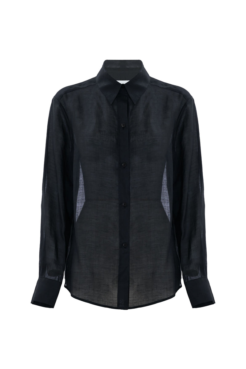 Camisa de ramio con botones y ligera transparencia - Camisa RHODA