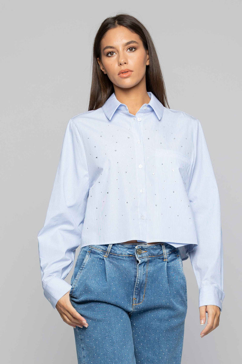 Striped cropped shirt with shiny details - Shirt LOUIS