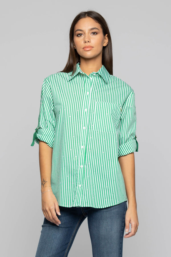 Cotton shirt with rolled sleeves - Shirt STEFY