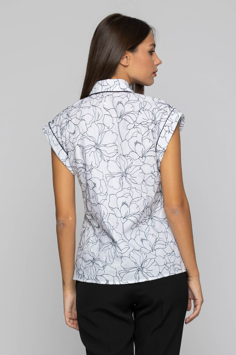 Blusa di cotone con fantasia floreale - Camicia NATAN