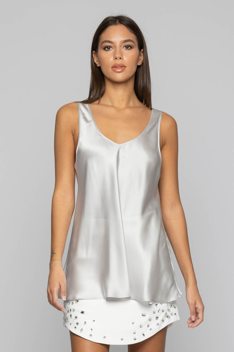 100% silk vest top with a flared hem - Top LYRTHALL
