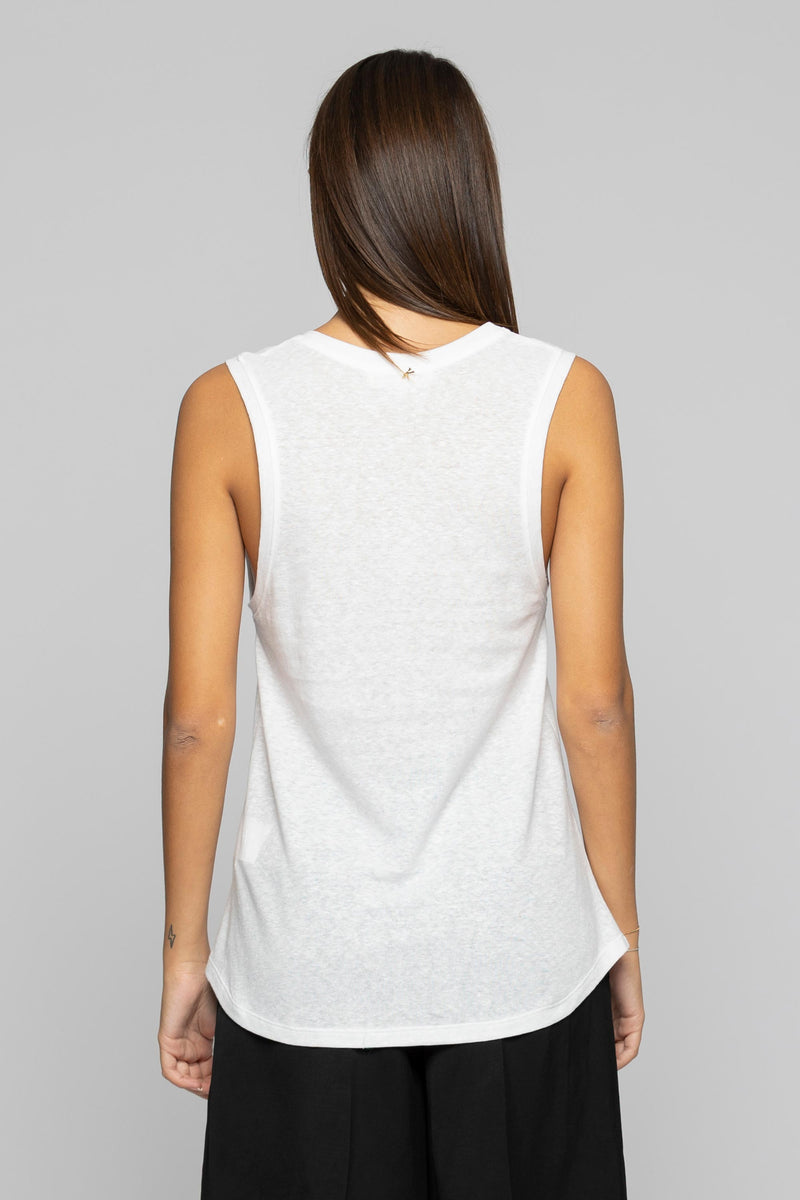 Camiseta sin mangas con cuello en pico y bordado - Camiseta BOBFEAN