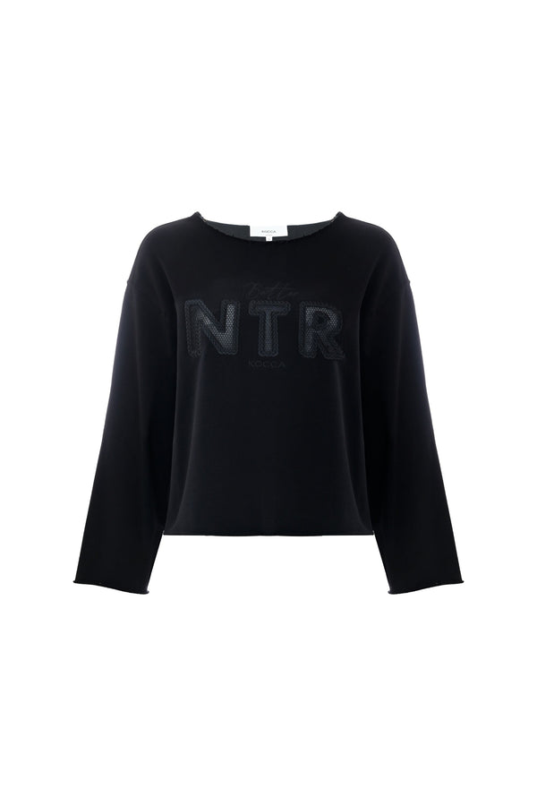 Long-sleeved jumper with an embroidered logo - Sweatshirt NATURELLE