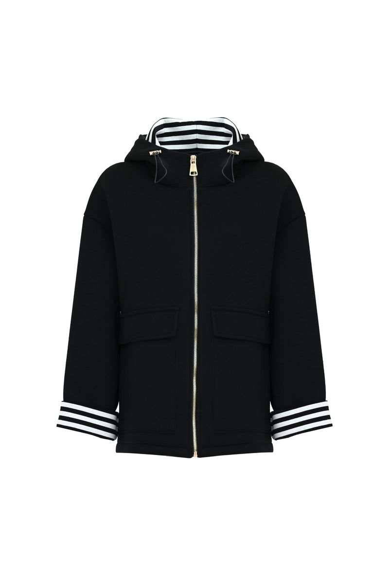 Jacket with a striped hood and cuffs - Coat GUSTAV