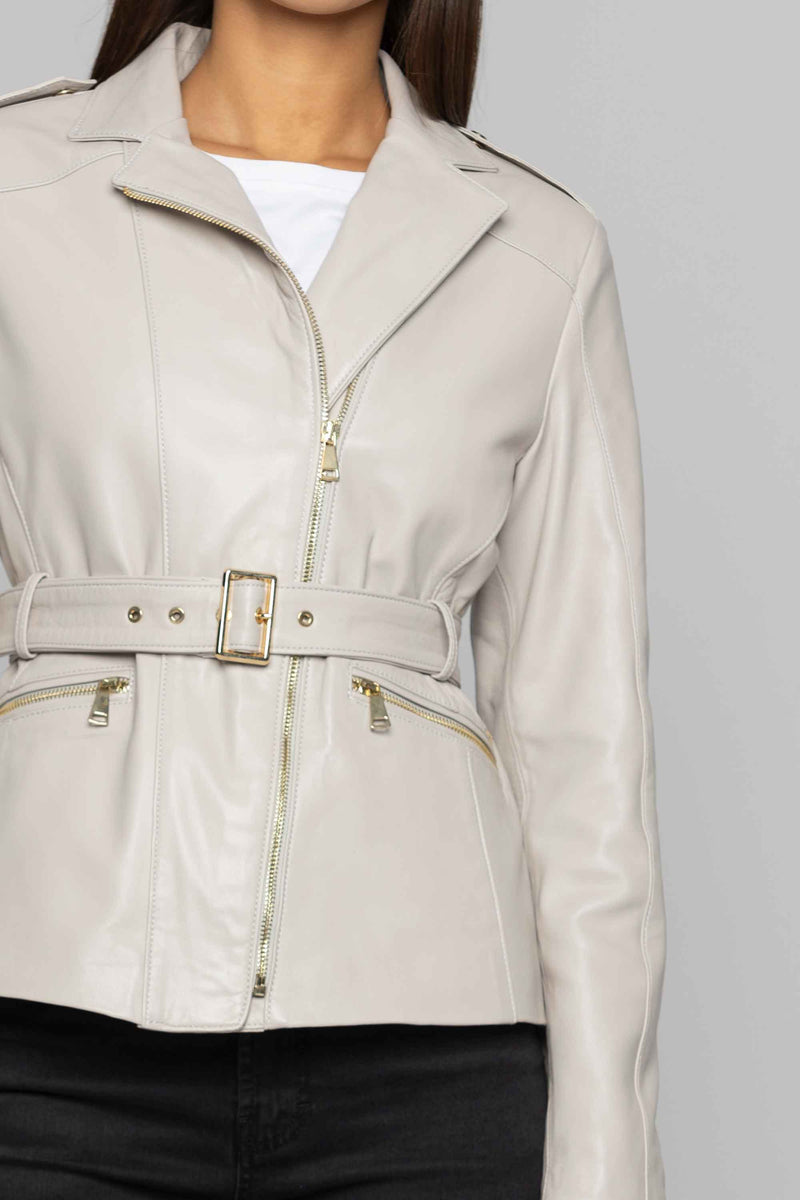 100% leather jacket with a belt - Coat ESEDRA