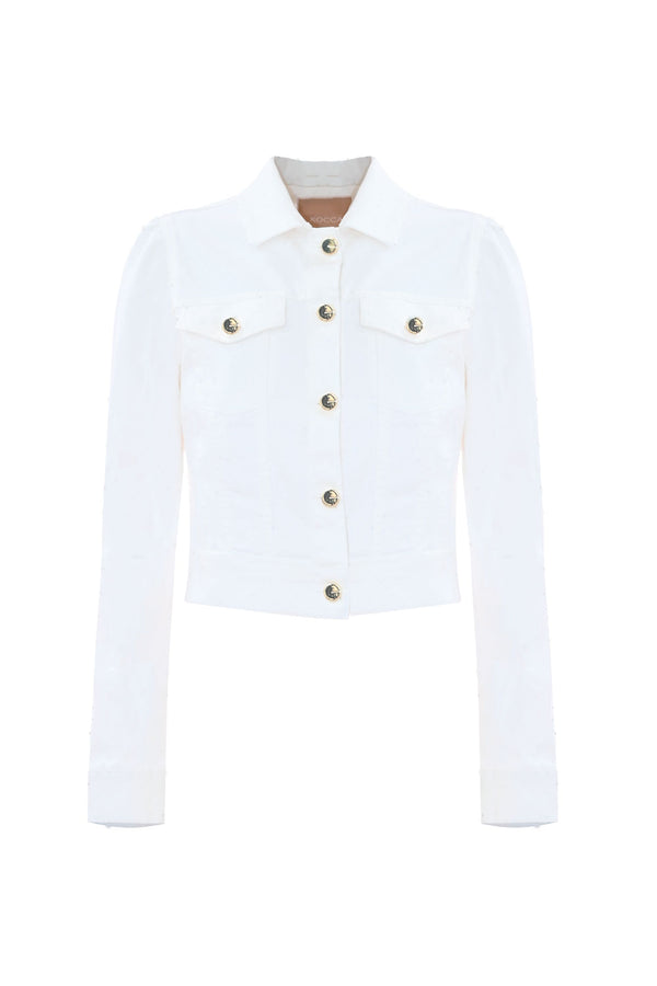 Veste en denim blanc à manches longues - Manteau KUMARI