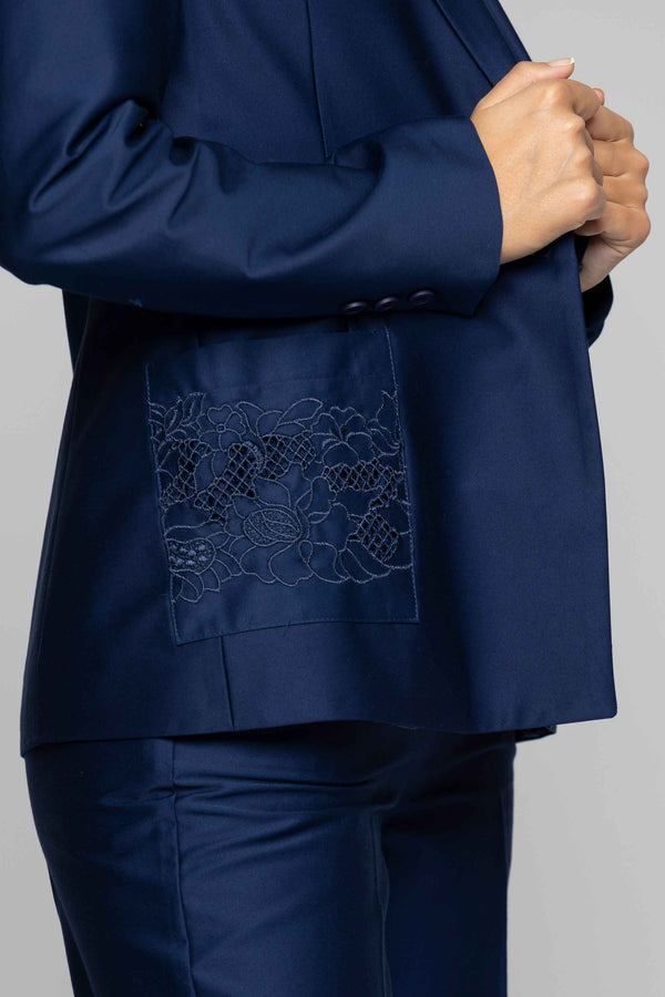 Jacket with embroidery on the pockets - Jacket KLEOPA