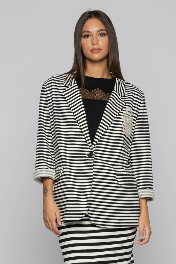 Striped jacket with embroidery - Jacket KAY