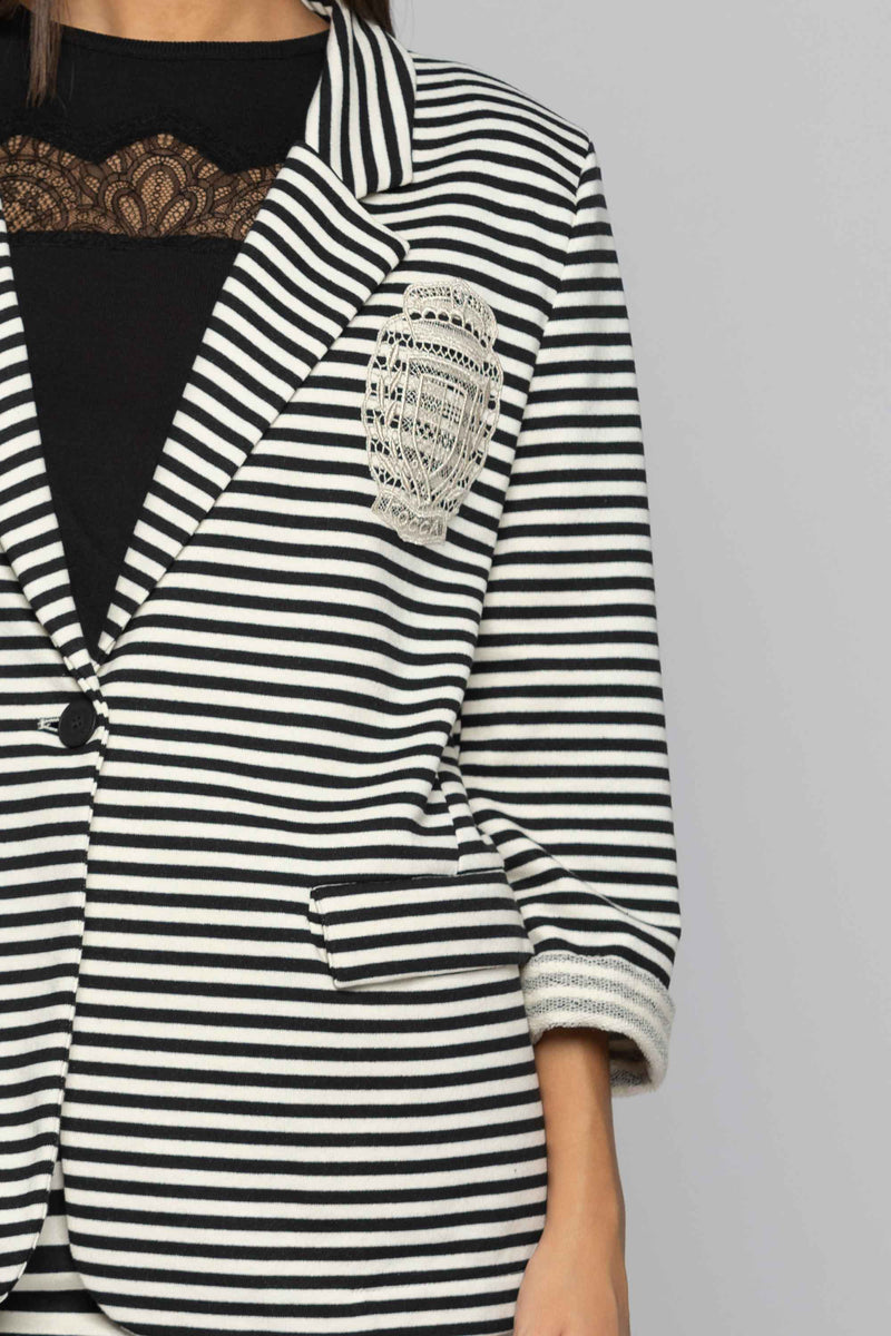 Striped jacket with embroidery - Jacket KAY