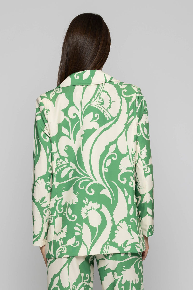 Single-breasted jacket with a two-tone floral pattern - Jacket YVES