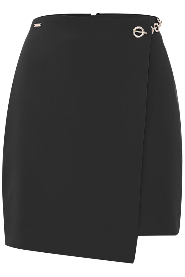 Slightly asymmetrical wrap skirt with a decorative chain - Skirt LIRELLA