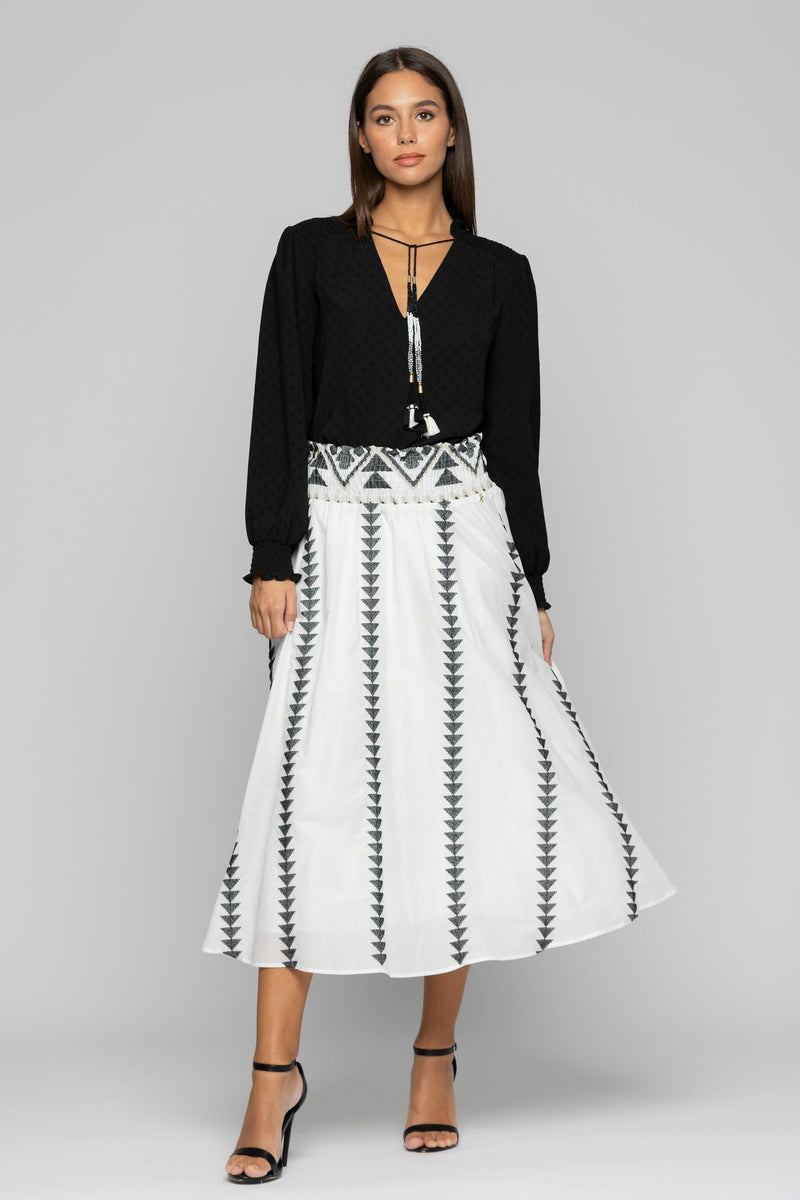 Patterned midi skirt with an elasticated waistband - Skirt BONOSA