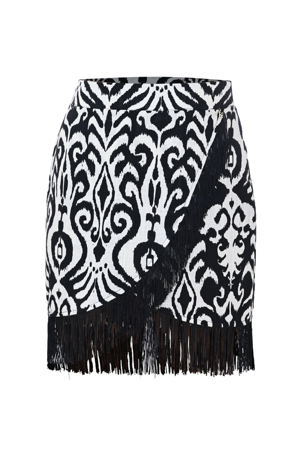 Patterned tulip skirt with fringes - Skirt EUTROPIA