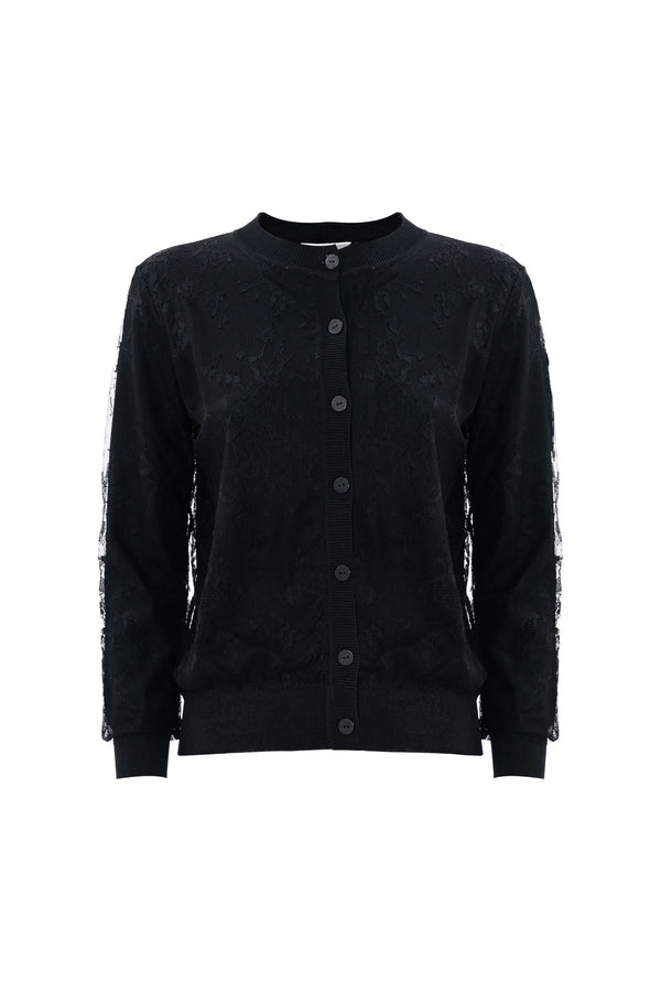 Layered-effect cardigan with lace - Sweater DORIAN
