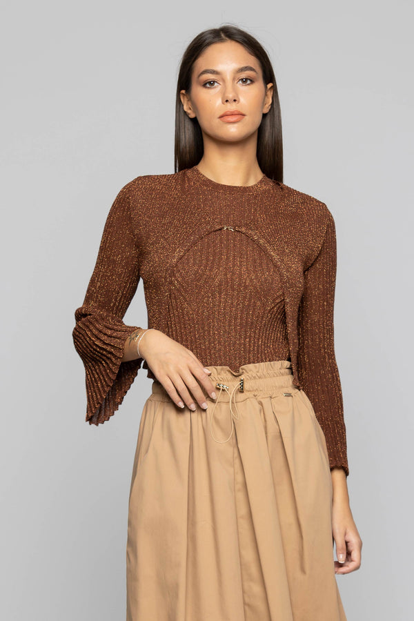 Jumper with long pleated bell sleeves - Sweater ONESTY