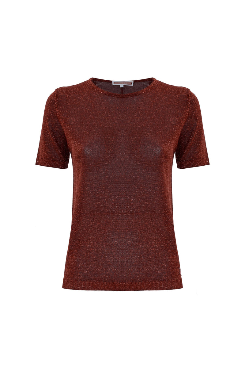 Short-sleeved jumper with a shiny finish - Sweater OWEN
