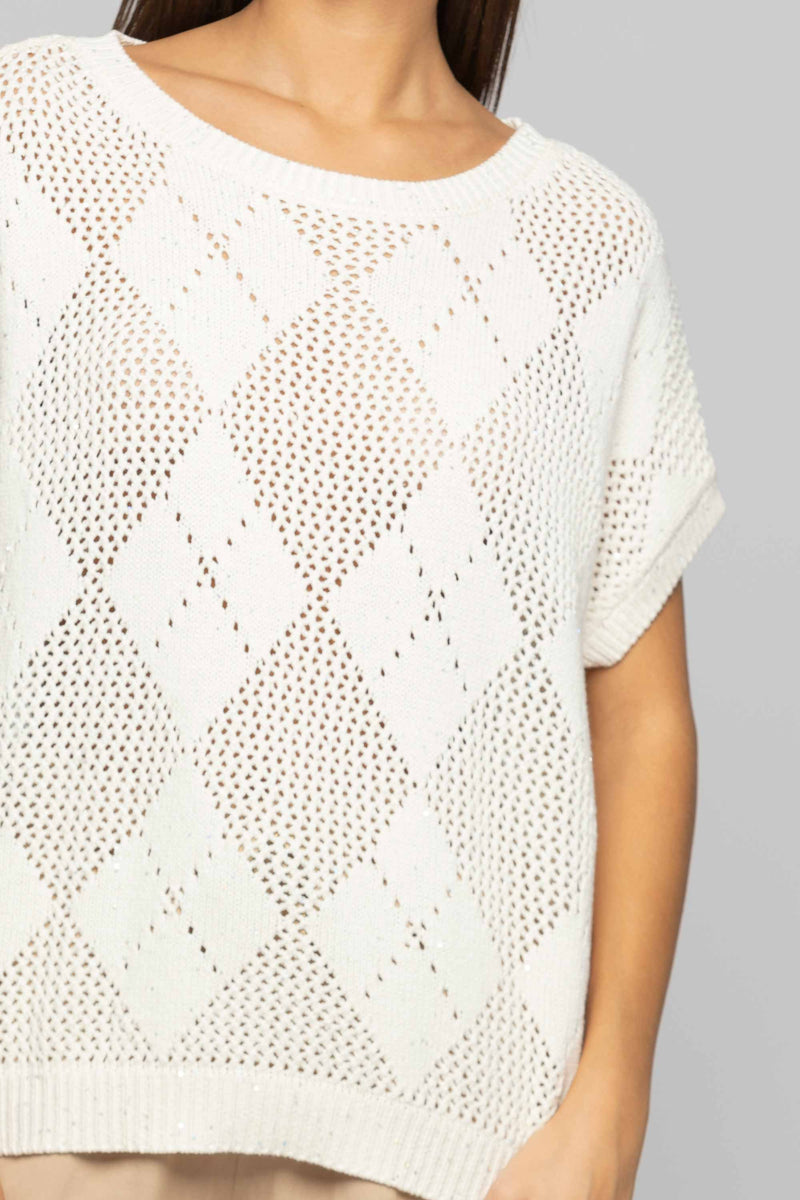 Short-sleeved diamond pattern jumper - Sweater FRENCH