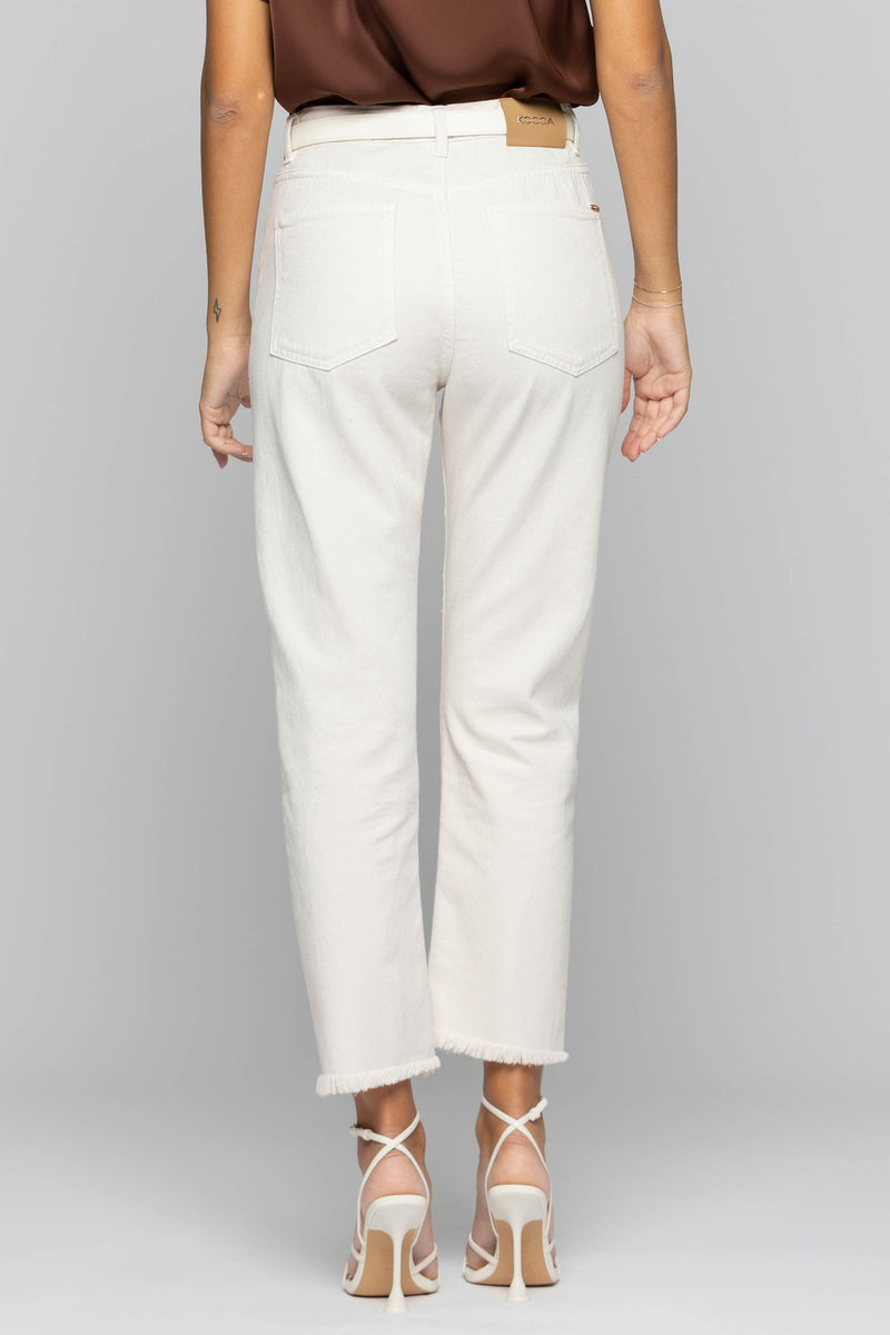 Straight-leg jeans with frayed hems - Trousers PAULINE
