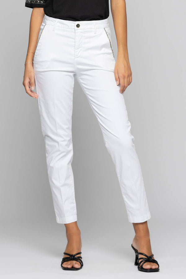 Straight-leg trousers with rhinestones on the pockets - Trousers TRES