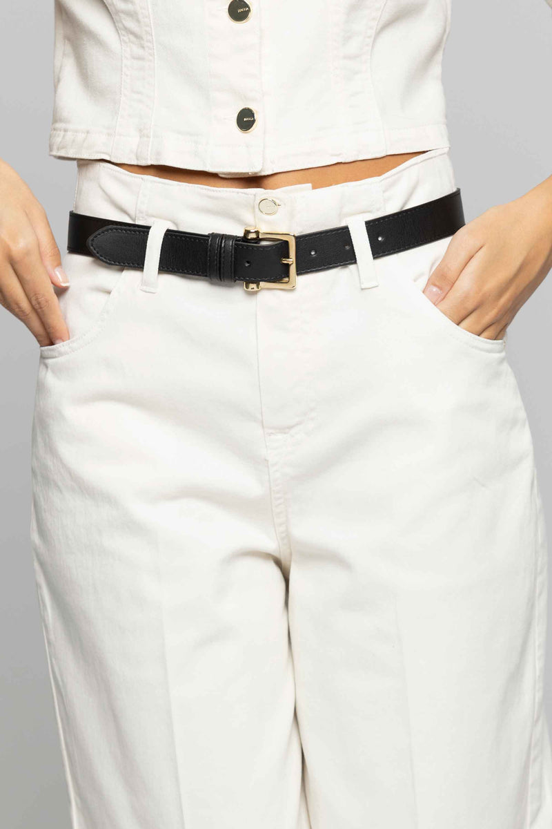 Wide-leg high-waisted trousers with a belt - Trousers KLEO