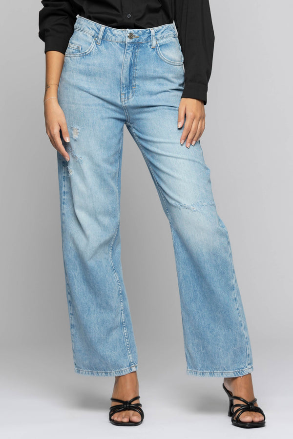 Jeans effetto used con strappi sulle gambe - Pantalone Denim ODETTA