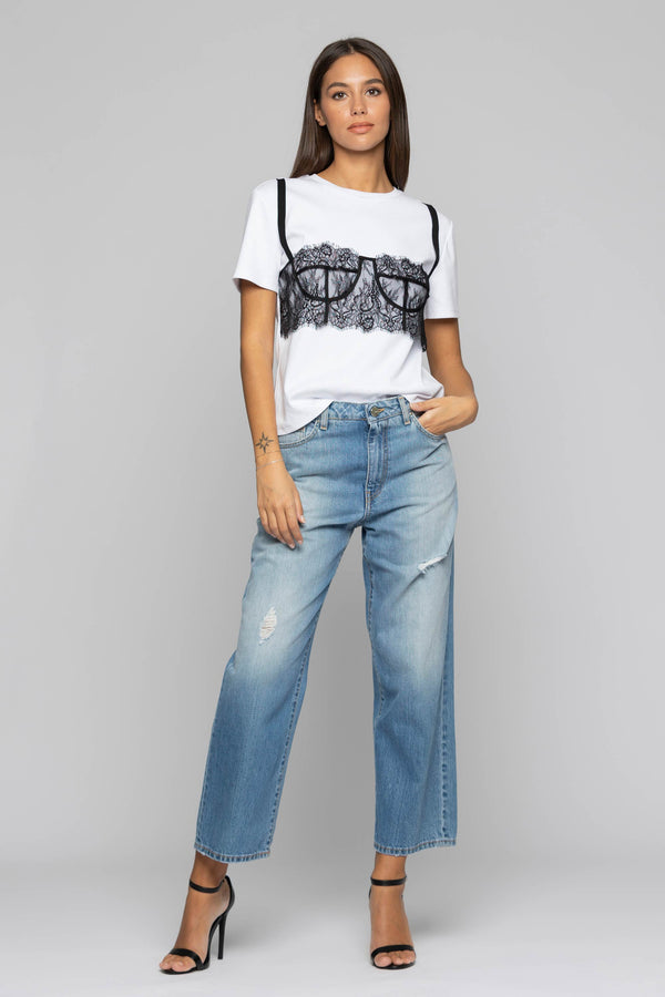Distressed wide-leg jeans with rips - Jeans PAULA