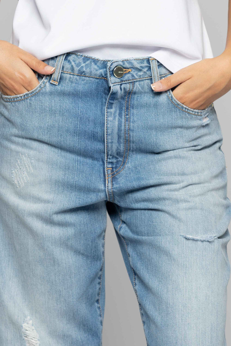 Jeans ampi effetto used con strappi - Pantalone Denim PAULA