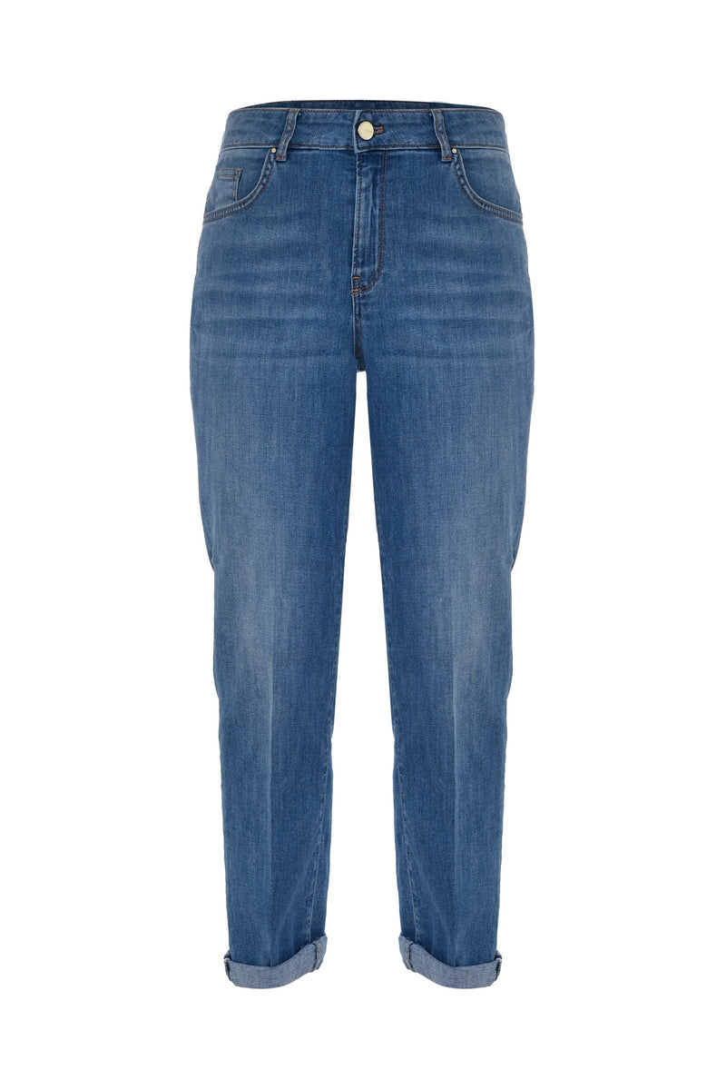 Jeans dritti con risvolto e pieghe sul davanti - Pantalone Denim GRANT